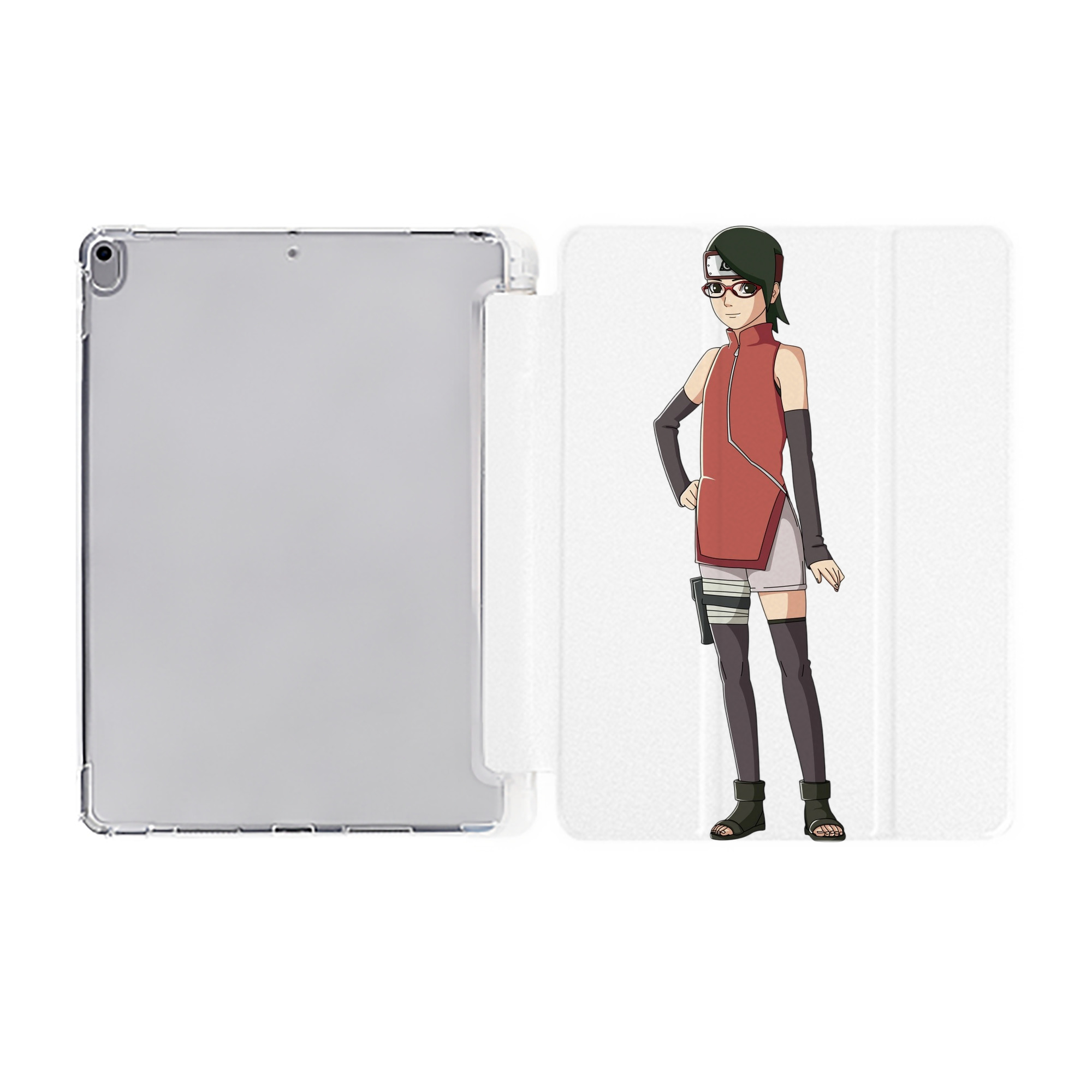 （画像用） NARUTO -ナルト- うちは サラダ Uchiha Sarada IPad ケース ペン収納付き 三つ折りスタンド PUレザー×シリコン 対応機種9.5/10.5/10.9インチ